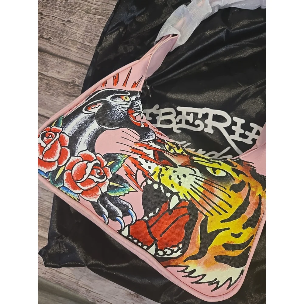 Ed Hardy x Siberia Hills limited Ed. Purse Bag NWOT Dust Cover Vibrant Pink (229